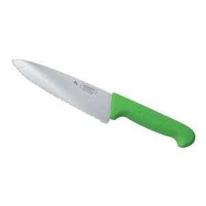 Нож PRO-Line поварской 20 см, зеленая пластиковая ручка, волнистое лезвие, P. L. Proff Cuisine