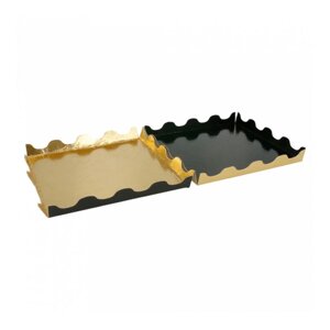 Подложка кондитерская двусторонняя 21х21х2 см, золотая/черная, картон, 50 шт