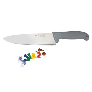 Шеф-нож PRO-Line с цветными кнопками 25 см, серая пластиковая ручка, P. L. Proff Cuisine
