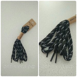 Шнурки Keeper (в упаковке) круглые треккинговые 150 см 6 мм черный с белым