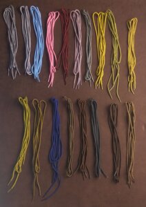 Шнурки круглые 2-х цветные "полоска" 4мм 120см салатовао-бежевый