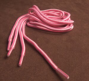 Шнурки круглые 2-х цветные "полоска" 4мм 120см бело-розовый
