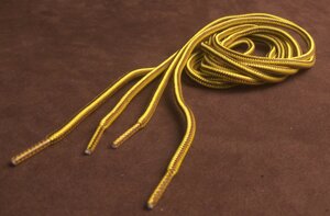 Шнурки круглые 2-х цветные "полоска" 4мм 120см бежево-светло-желтый