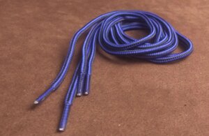 Шнурки круглые 2-х цветные "полоска" 4мм 120см черно-синий