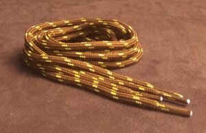 Шнурки круглые 2-х цветные "точка" 4мм 120см коричнево-желтый