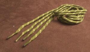 Шнурки круглые 2-х цветные "точка" 4мм 120см зелено-бежевый