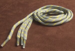 Шнурки круглые 2-х цветные "точка" 4мм 120см серо-желтый