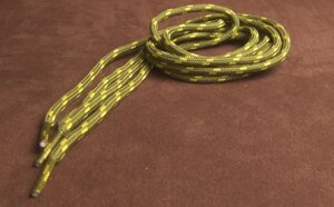 Шнурки круглые 2-х цветные "точка" 4мм 120см зелено-желтый