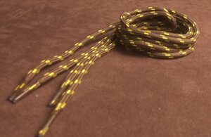 Шнурки круглые 2-х цветные "точка" 4мм 120см темно-коричнево-желтый
