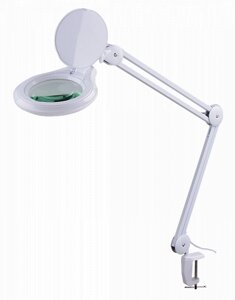 Лампа-лупа LED 14W (60 диодов), 8 диоптрий, размер линзы 12,7см, на струбцине, 9003LED