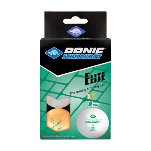 Мячики для н/тенниса DONIC ELITE 1* 40+ 6 штук, белый + оранжевый