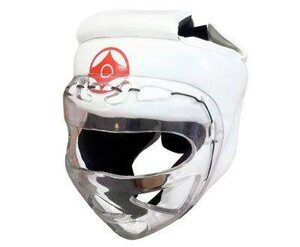 Шлем для каратэ с пластмассовой маской (кожзаменитель)