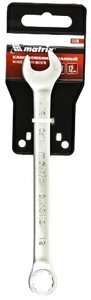 Ключ 12 мм, CrV, комбинированный, матовый хром Matrix 15208