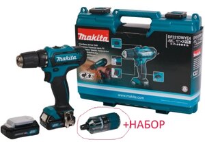 Шуруповерт аккумуляторный MAKITA DF333DWYE4 ак,12В,2х1.5АчLi-ion (слайдер), БЗП-10мм,0-450/1700об/м,30