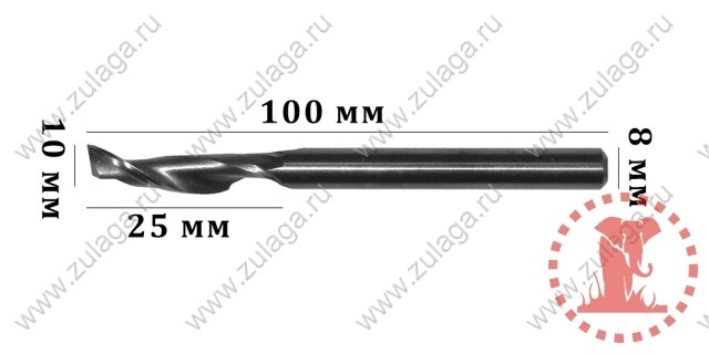 Фреза однозубая 10x25x100x8 HSS co 5% J. M.D от компании ООО "ТехКом" - фото 1