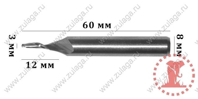 Фреза однозубая 3x12x60x8 HSS co 5% от компании ООО "ТехКом" - фото 1