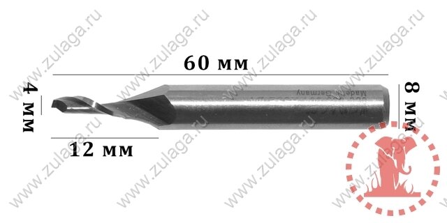 Фреза однозубая 4x12x60x8 HSS co 5% от компании ООО "ТехКом" - фото 1