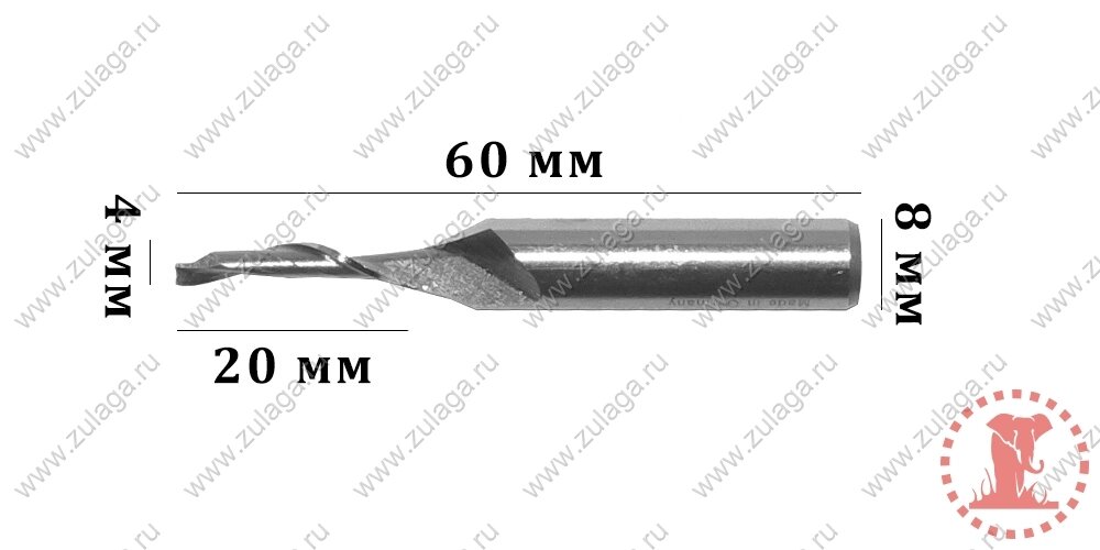 Фреза однозубая 4x20x60x8 HSS co 5% от компании ООО "ТехКом" - фото 1