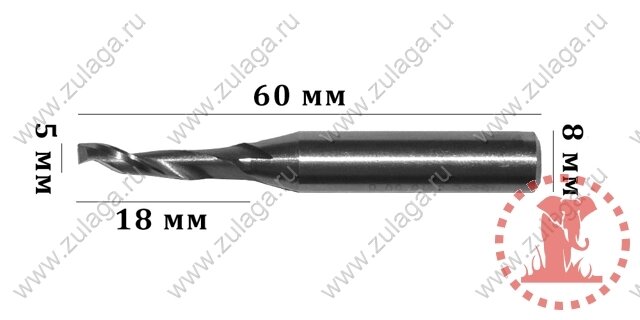 Фреза однозубая 5x18x60x8 HSS co 5% J. M.D от компании ООО "ТехКом" - фото 1