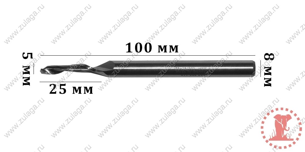 Фреза однозубая 5x25x100x8 HSS co 5% от компании ООО "ТехКом" - фото 1