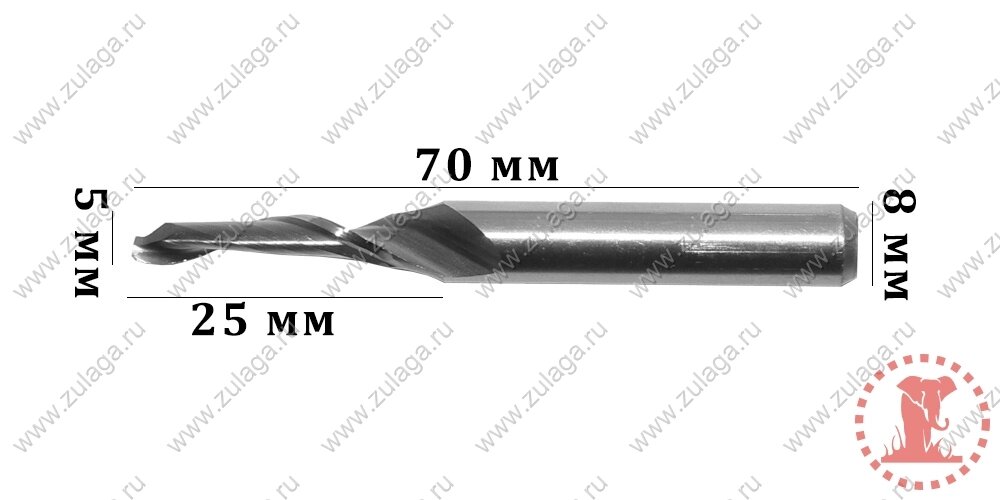 Фреза однозубая 5x25x70x8 HSS co 5% от компании ООО "ТехКом" - фото 1