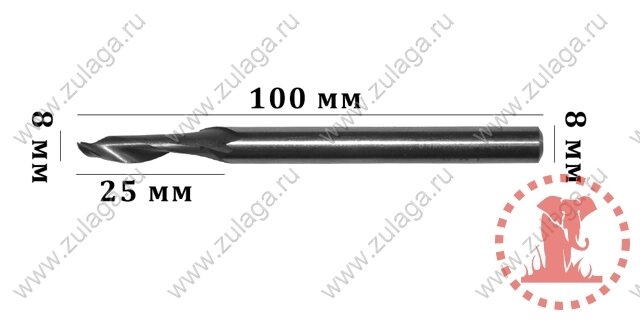 Фреза однозубая 8x25x100x8 HSS co 5% J. M.D от компании ООО "ТехКом" - фото 1