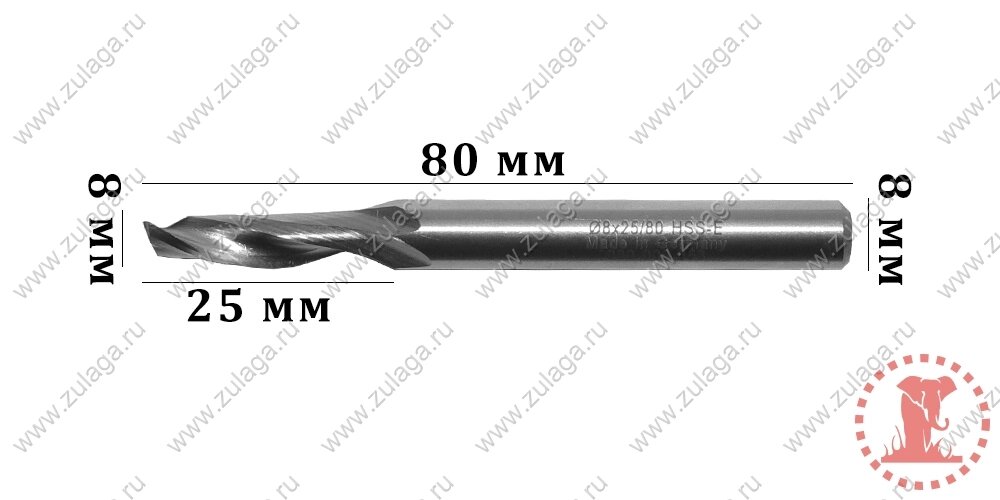 Фреза однозубая 8x25x80x8 HSS co 5% от компании ООО "ТехКом" - фото 1