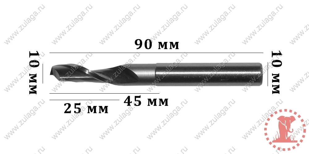 Фреза однозубая удлиненная 10x25/45x90x10 HSS co 5% от компании ООО "ТехКом" - фото 1