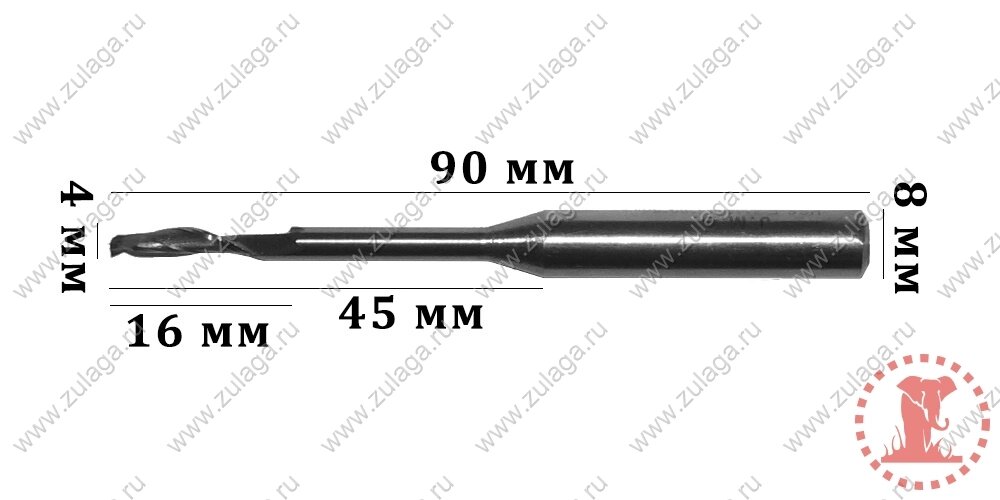 Фреза однозубая удлиненная 4x16/45x90x8 HSS co 5% J. M.D от компании ООО "ТехКом" - фото 1