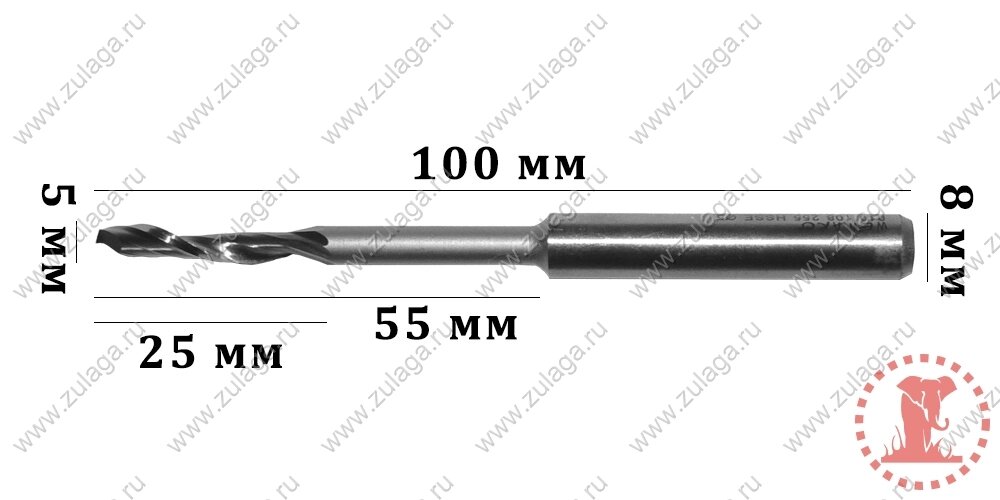 Фреза однозубая удлиненная 5x25/55x100x8 HSS co 5% от компании ООО "ТехКом" - фото 1