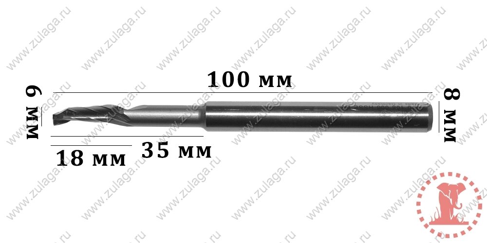 Фреза однозубая удлиненная 6x18/35x100x8 HSS co 5% от компании ООО "ТехКом" - фото 1