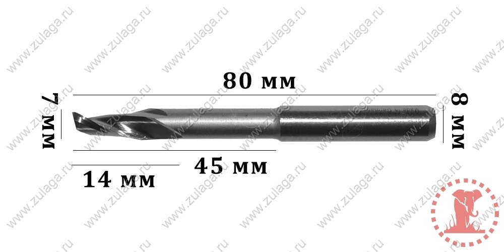 Фреза однозубая удлиненная 7x14/45x80x8 HSS co 5% от компании ООО "ТехКом" - фото 1