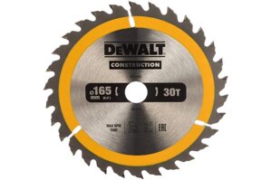 Dewalt пильн. диск construction п/дер. с гвоздями 165/20 30 ATB +10°