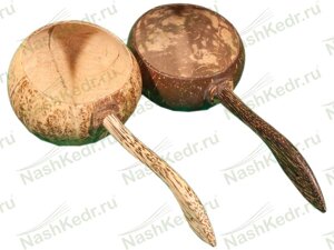 Черпак-половник кокосовый, кокос + ручка из пальмы, L30 см, арт BwlSnaLngCnt30