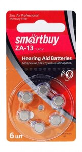 Элемент питания Smartbuy ZA13-6BL (SBZA-A13-6B) (для слуховых аппаратов) (60/3000)
