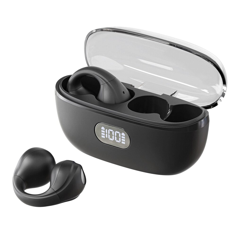 Гарнитура Bluetooth TWS Breaking BT-04 Clips, LED, TypeC, Bluetooth 5.3 (Черный) (25537) РАПРОДАЖА ! от компании Медиамир - фото 1