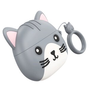 Гарнитура Bluetooth TWS HOCO EW46 Mysterious Cat бело/серый чехол