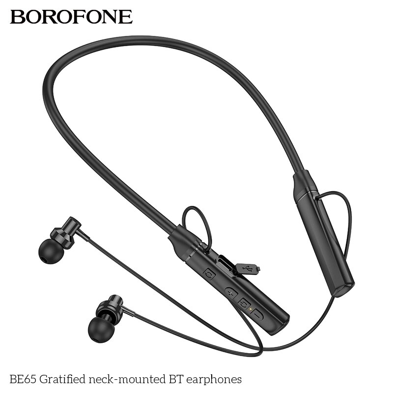Гарнитура Bluetooth внутриканальная Borofone BE65 с дугой Black от компании Медиамир - фото 1