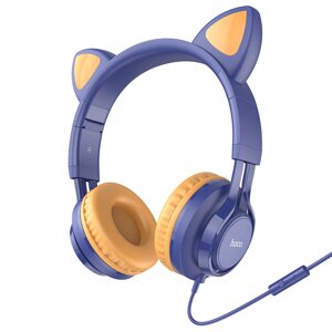 Гарнитура полноразмерная HOCO W36 Cat ear 1.2m Jack*3.5 Midnight Blue