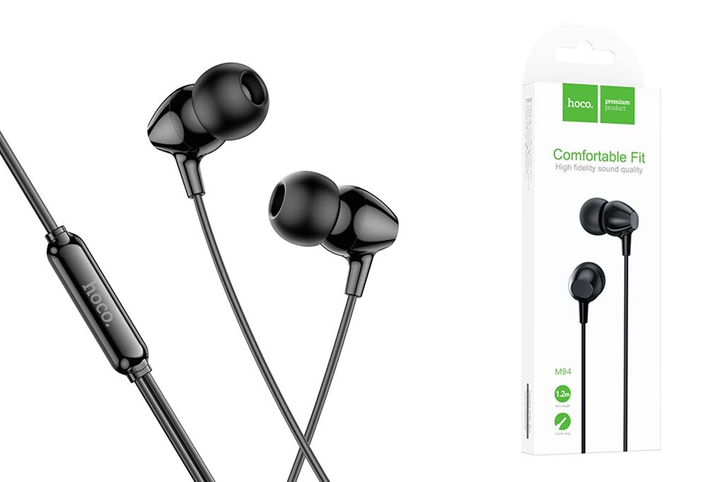 Гарнитура внутриканальная HOCO M94 Jack 3.5mm 1.2m Black мспд от компании Медиамир - фото 1