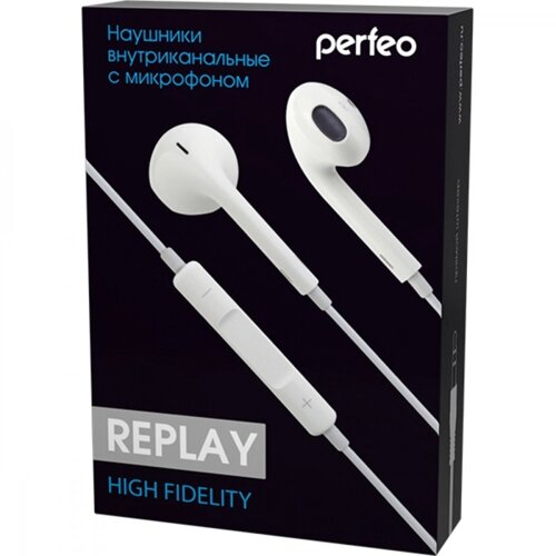 Гарнитура внутриканальная Perfeo REPLAY c управлением звуком/микрофоном белые (PF_A4634)