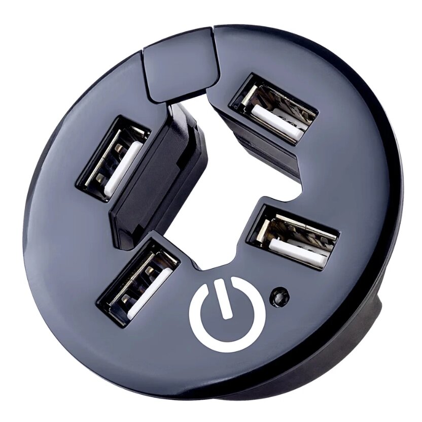 Хаб USB Perfeo 4 порта, (PF-H029 Black) чёрный PF_3219 ##от компании## Медиамир - ##фото## 1