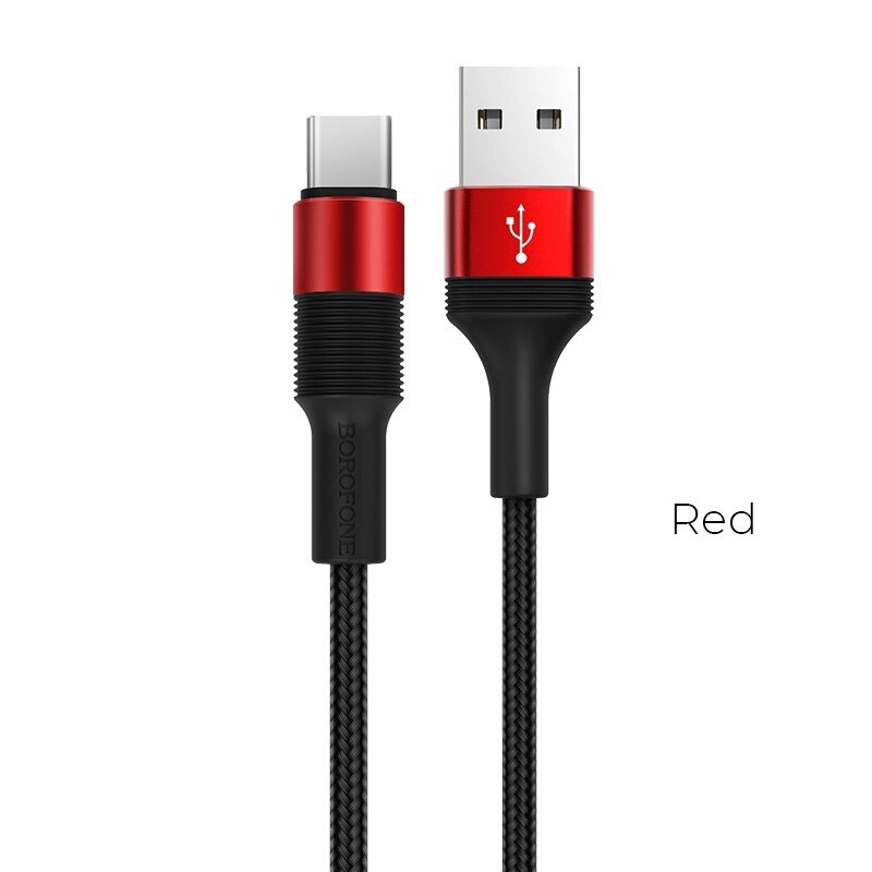 Кабель Borofon Type-C BX21 Outstanding 3.0А нейлон 1м Red от компании Медиамир - фото 1