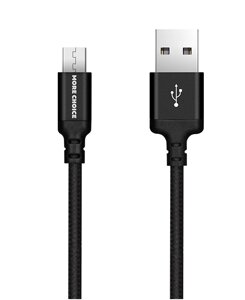 Кабель More choice USB - MicroUSB K12m 2.1A нейлон 1м + держатель для кабеля (Black)
