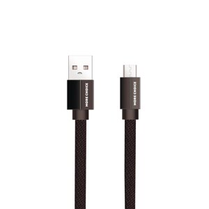 Кабель More choice USB - MicroUSB K20m 2.1A плоский нейлон 1м + держатель для кабеля (Black)