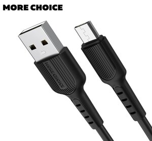 Кабель More choice USB - MicroUSB K26m 2.0A TPE 1м + держатель для кабеля (Black)