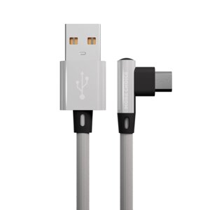 Кабель More choice USB - MicroUSB K27m 2.1A нейлон 1м Угловой + держатель для кабеля (White)