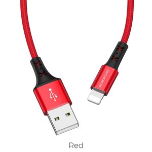 Кабель USB-Lightning Borofon BX20 Enjoy, 2.0А, нейлон 1 м, Red