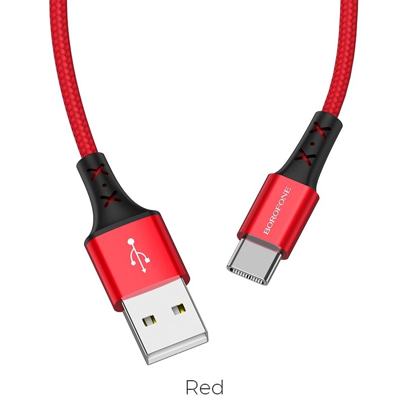 Кабель USB-TypeC Borofon BX20 Enjoy 2А, нейлон 1 м, Red от компании Медиамир - фото 1