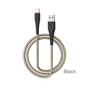 Кабель USB-TypeC Borofon BX25 Powerful, 2,4A, 1 м нейлон, Black